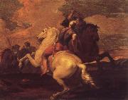 Francesco Simonini Two battle ends horseman china oil painting artist